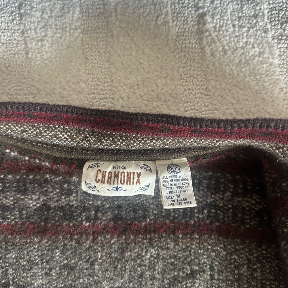Près De Chamonix Vintage 90s Alpine Pure Merino Wool Patterned Sweater - Picture 6 of 7